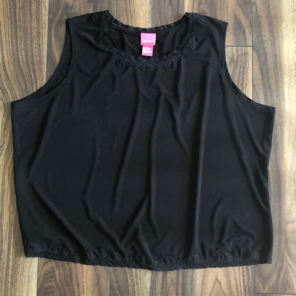 Du Jour Black Stretch Lace Trimmed Cami